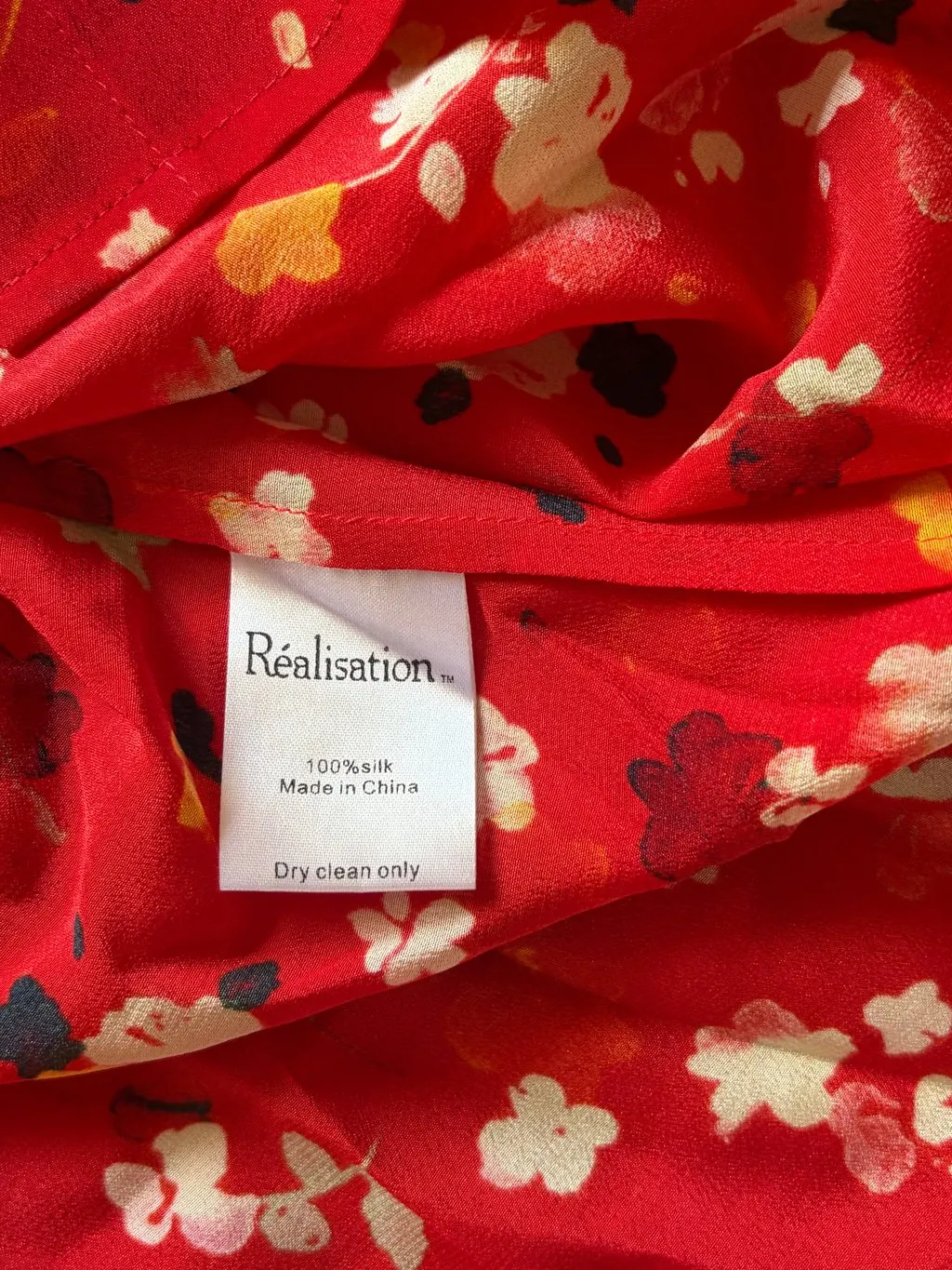Unsigned Red Silk Dress Red Silk Very good - Model View