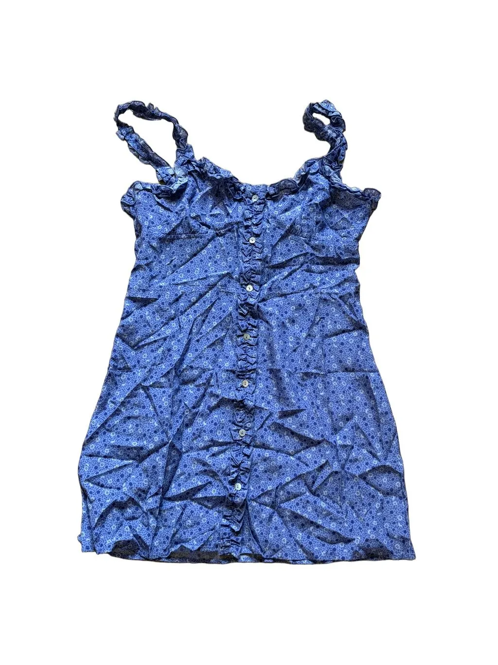 Unsigned Blue Silk Dress Blue Silk Very good - Front View