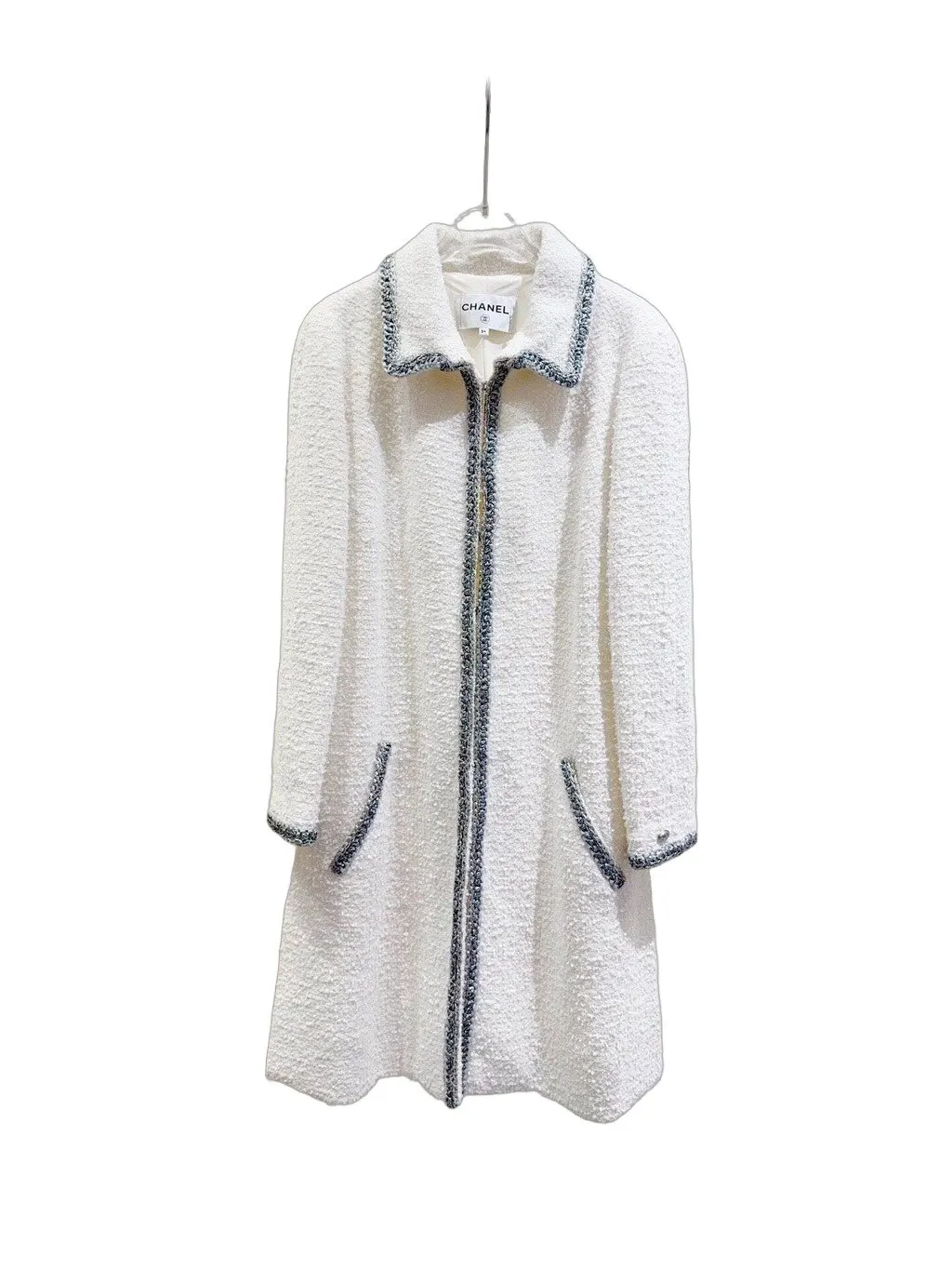 Chanel White Tweed Coat White Tweed Very good - Front View