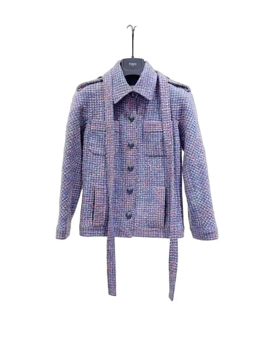 Chanel Purple Tweed Jacket Purple Tweed Very good - Front View