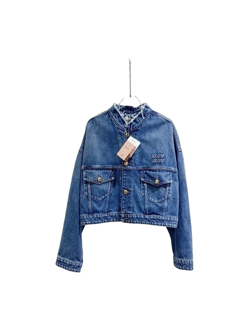 Miu Miu Blue Denim Jacket Blue Denim Never worn - Front View