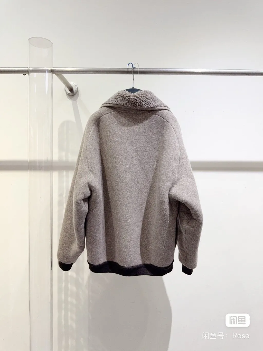 Miu Miu Grey Shearling Jacket Grey Shearling Never worn, with tag - Model View