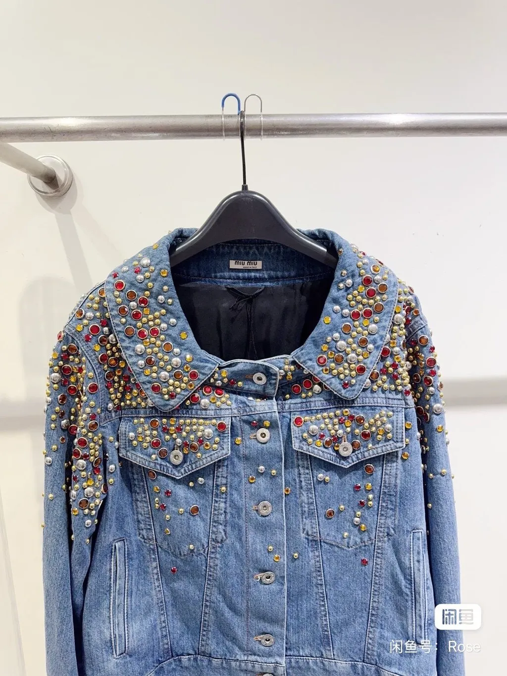 Miu Miu Blue Denim Jacket Blue Denim Never worn, with tag - Inside View