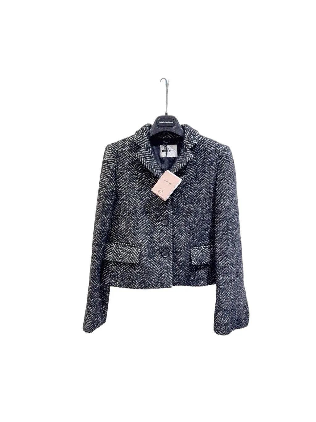 Miu Miu Navy Tweed Jacket Navy Tweed Never worn - Front View