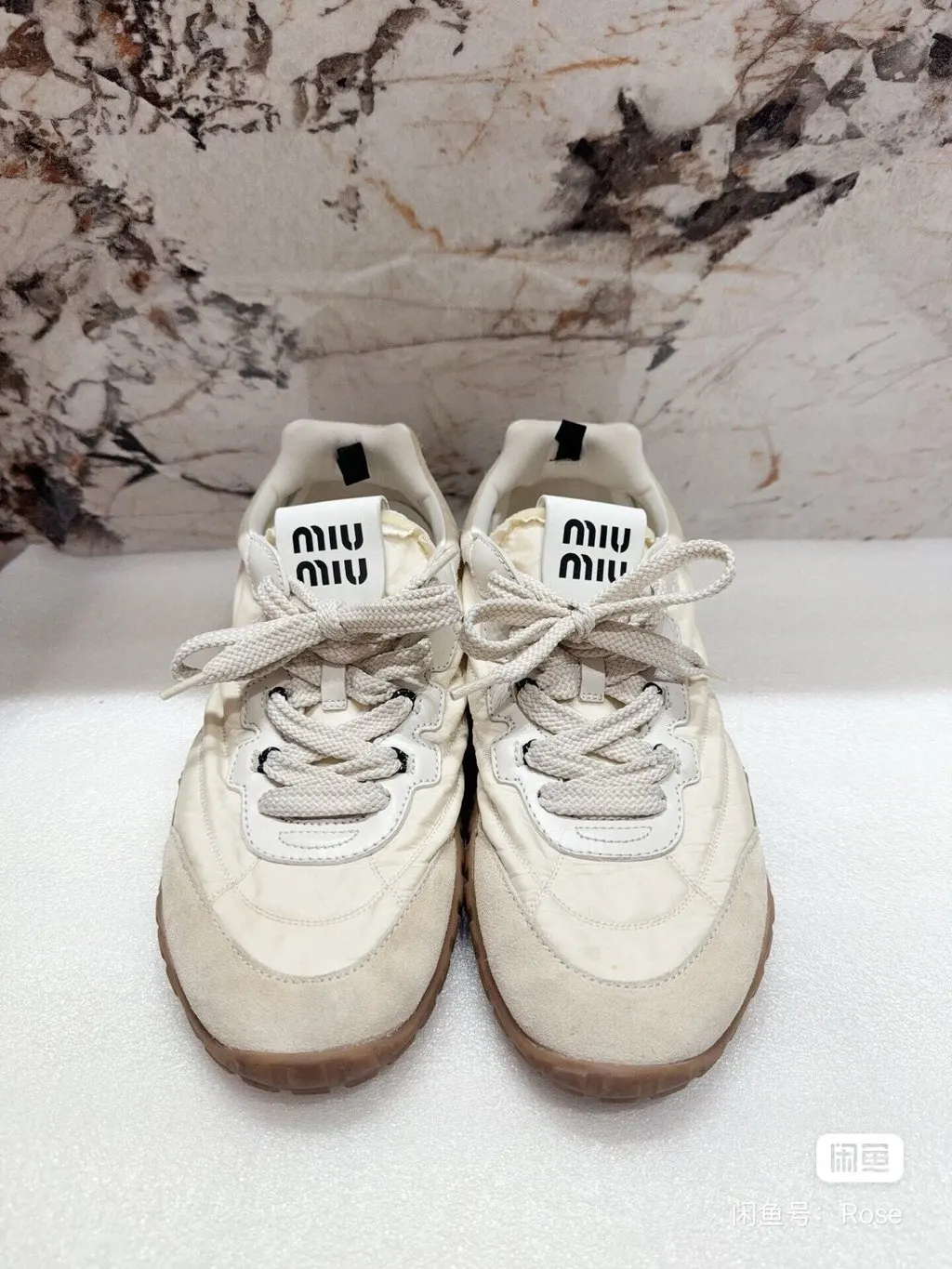 Miu Miu White Leather Sneakers White Leather Very good - Back View