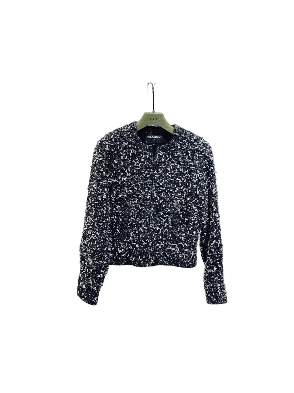 Chanel Black Tweed Jacket Black Tweed Very good - Front View