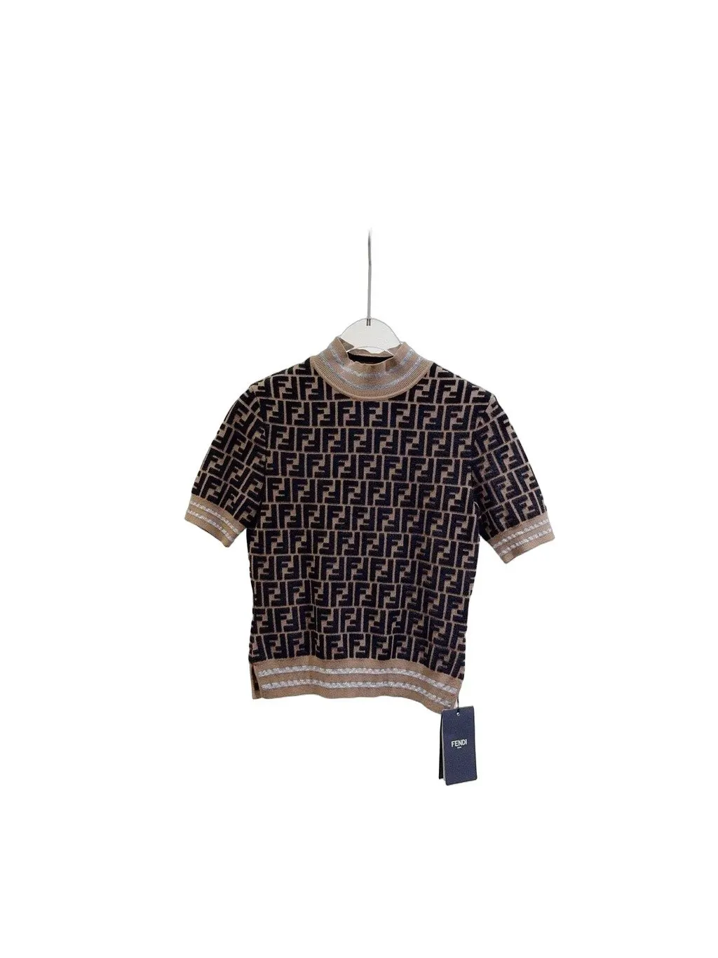 Fendi Brown Wool Top Brown Wool Never worn, with tag - Front View