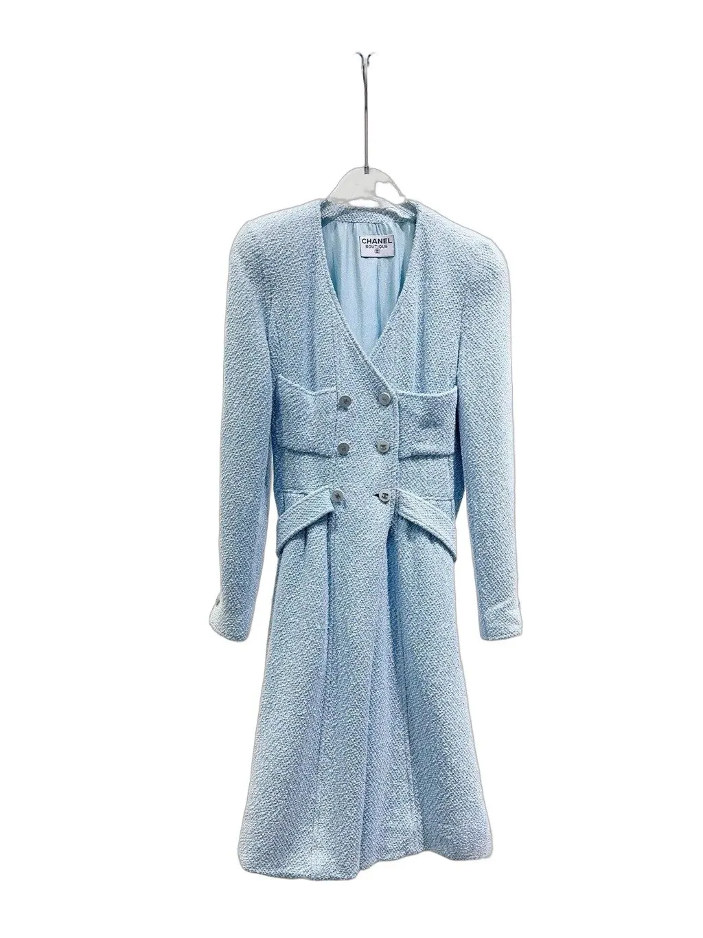Chanel Blue Tweed Coat Blue Tweed Very good - Front View