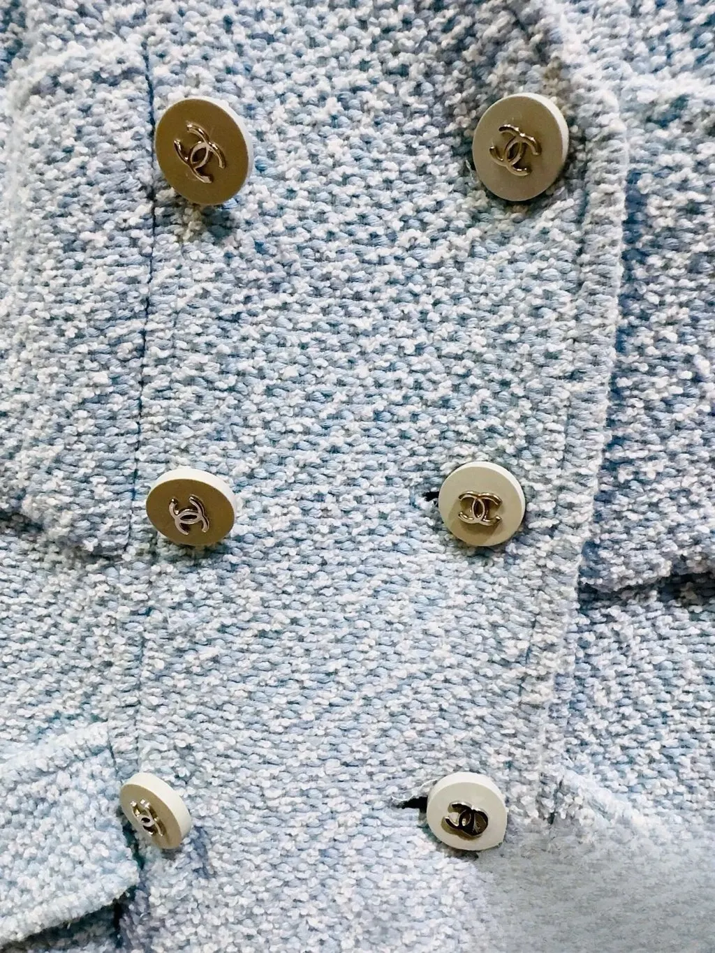 Chanel Blue Tweed Coat Blue Tweed Very good - Back View
