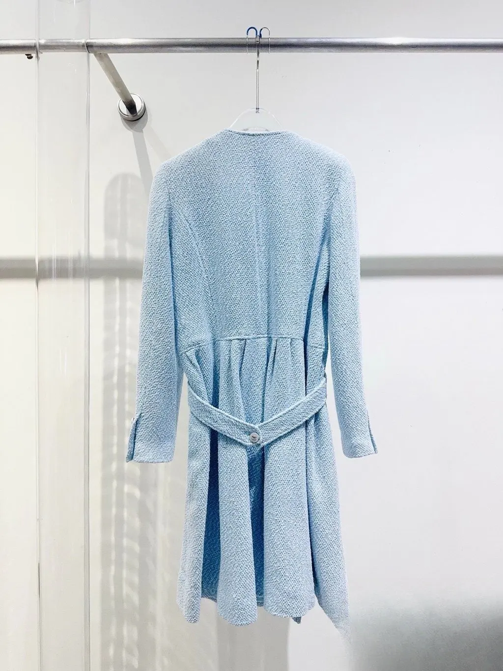 Chanel Blue Tweed Coat Blue Tweed Very good - Model View