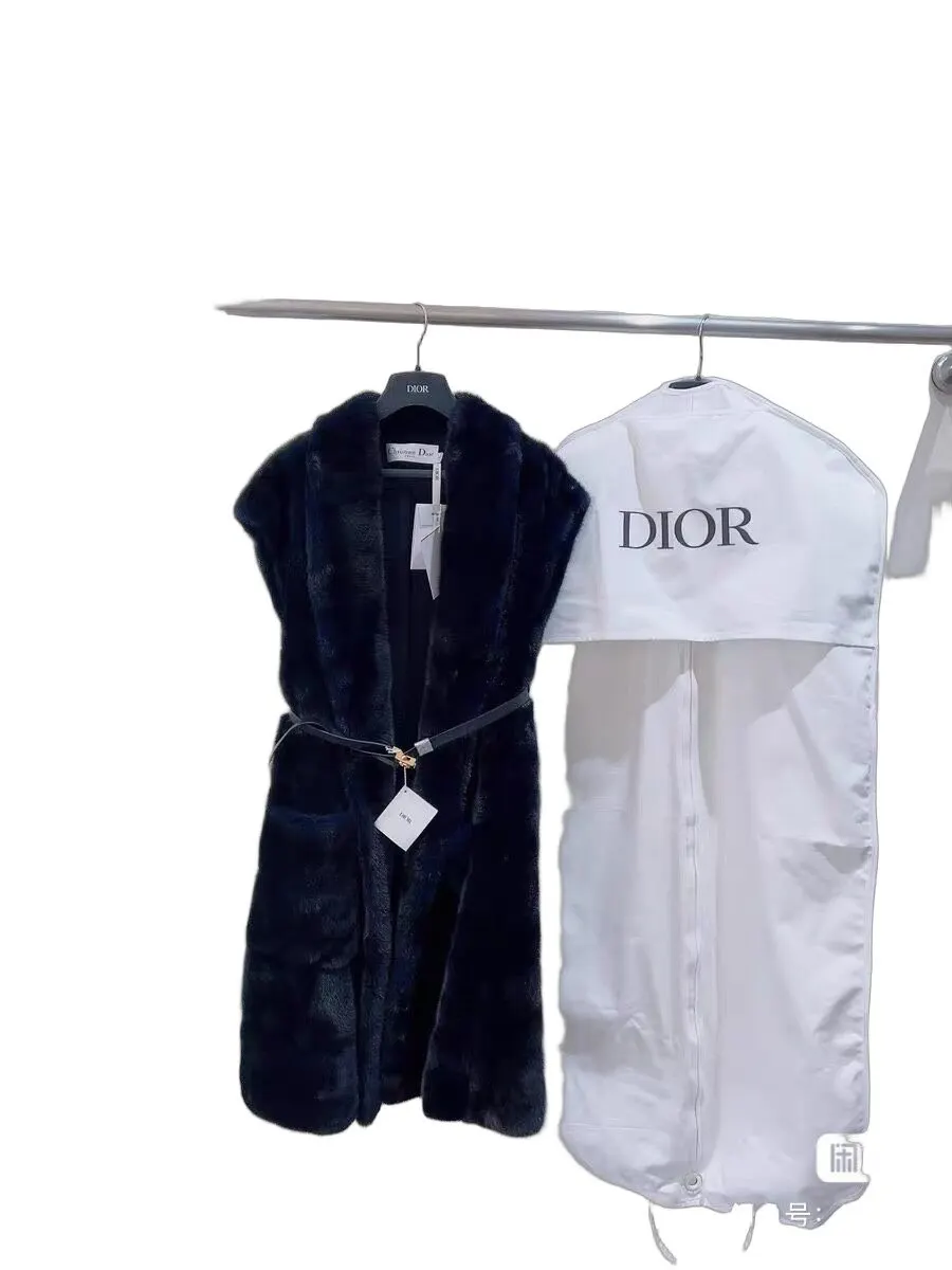 Dior Black Mink Coat Black Never worn - Front View