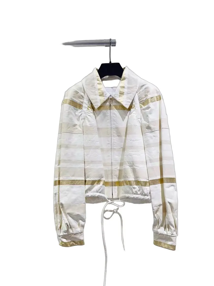 Chanel White Leather Jacket White Leather Very good - Front View