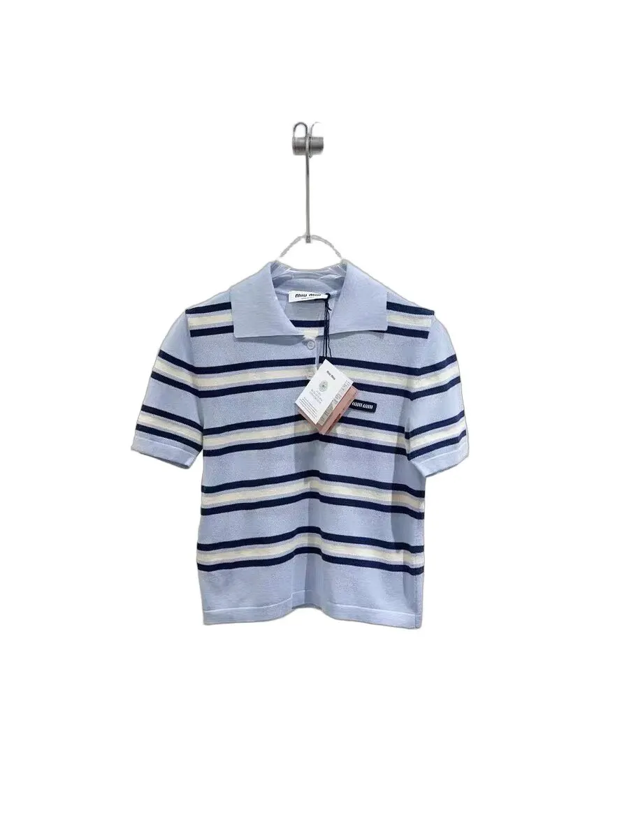Miu Miu Blue Cotton Top Blue Cotton Never worn, with tag - Front View