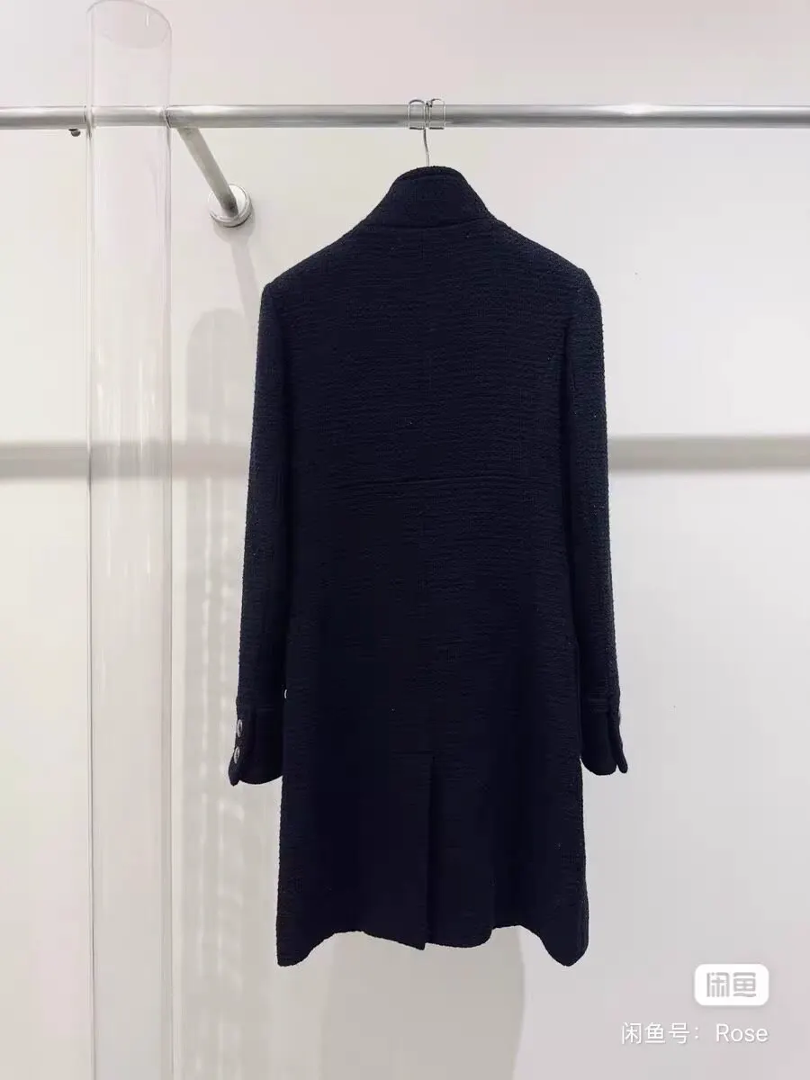 Chanel Black Wool Coat Black Wool Very good - Back View