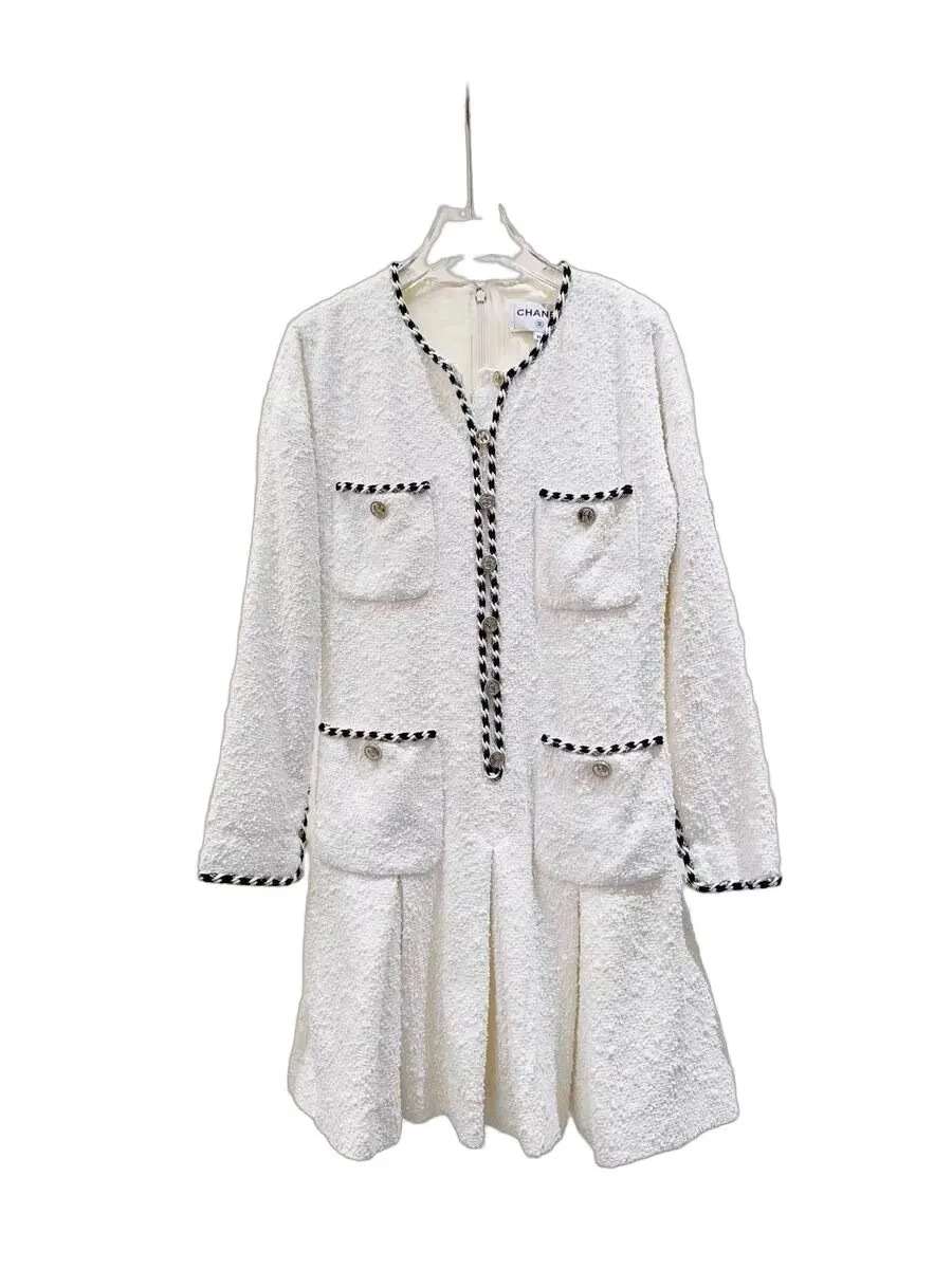 Chanel White Tweed Dress White Tweed Very good - Front View