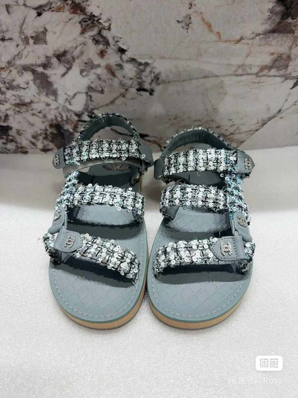 Chanel Blue Leather Sandals Blue Leather Very good - Back View