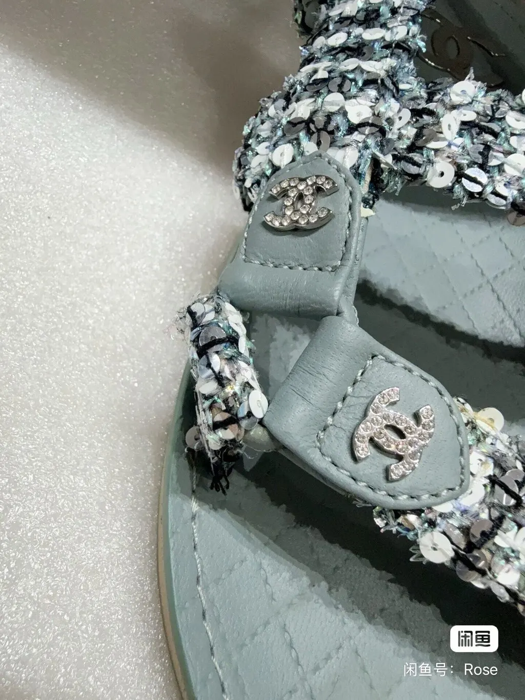 Chanel Blue Leather Sandals Blue Leather Very good - Inside View