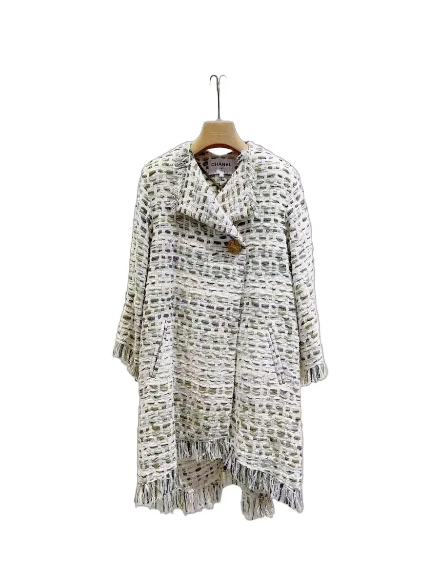 Chanel Beige Tweed Coat Beige Tweed Very good - Front View