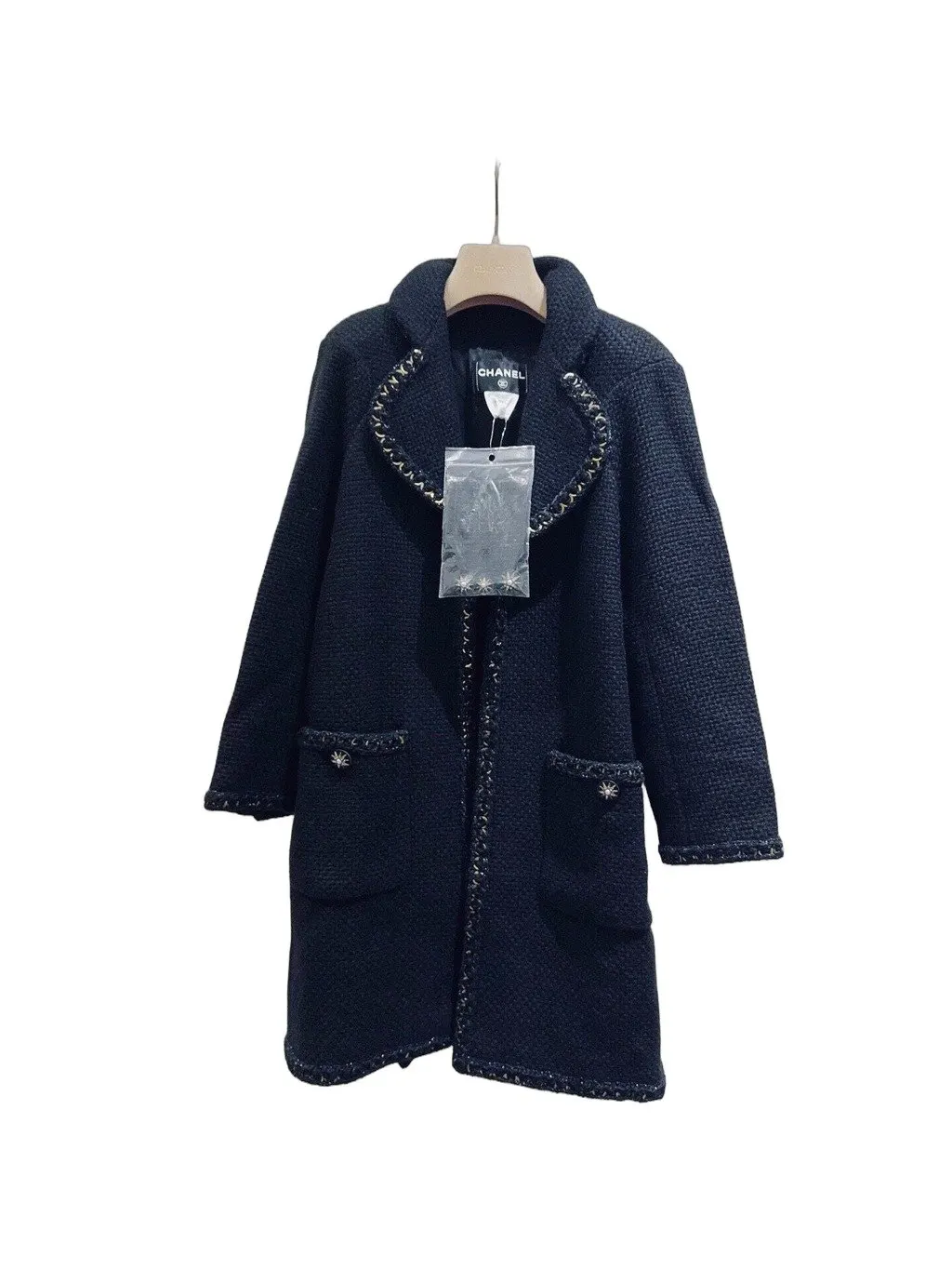 Chanel Navy Tweed Coat Navy Tweed Never worn - Front View