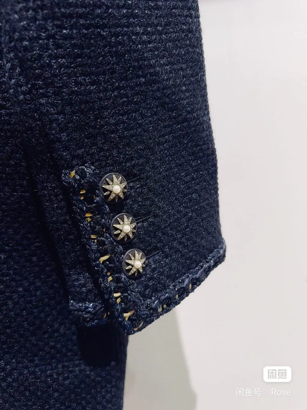Chanel Navy Tweed Coat Navy Tweed Never worn - Model View