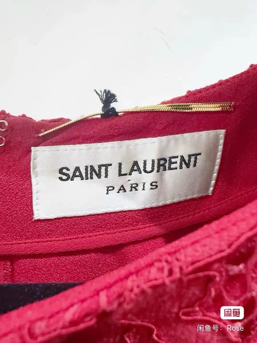 Saint Laurent Red Lace Dress Red Lace Never worn - Inside View