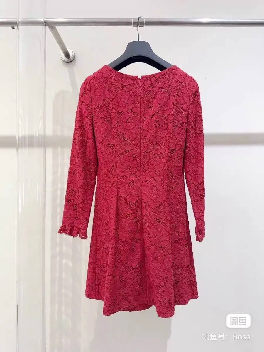 Saint Laurent Red Lace Dress Red Lace Never worn - Model View