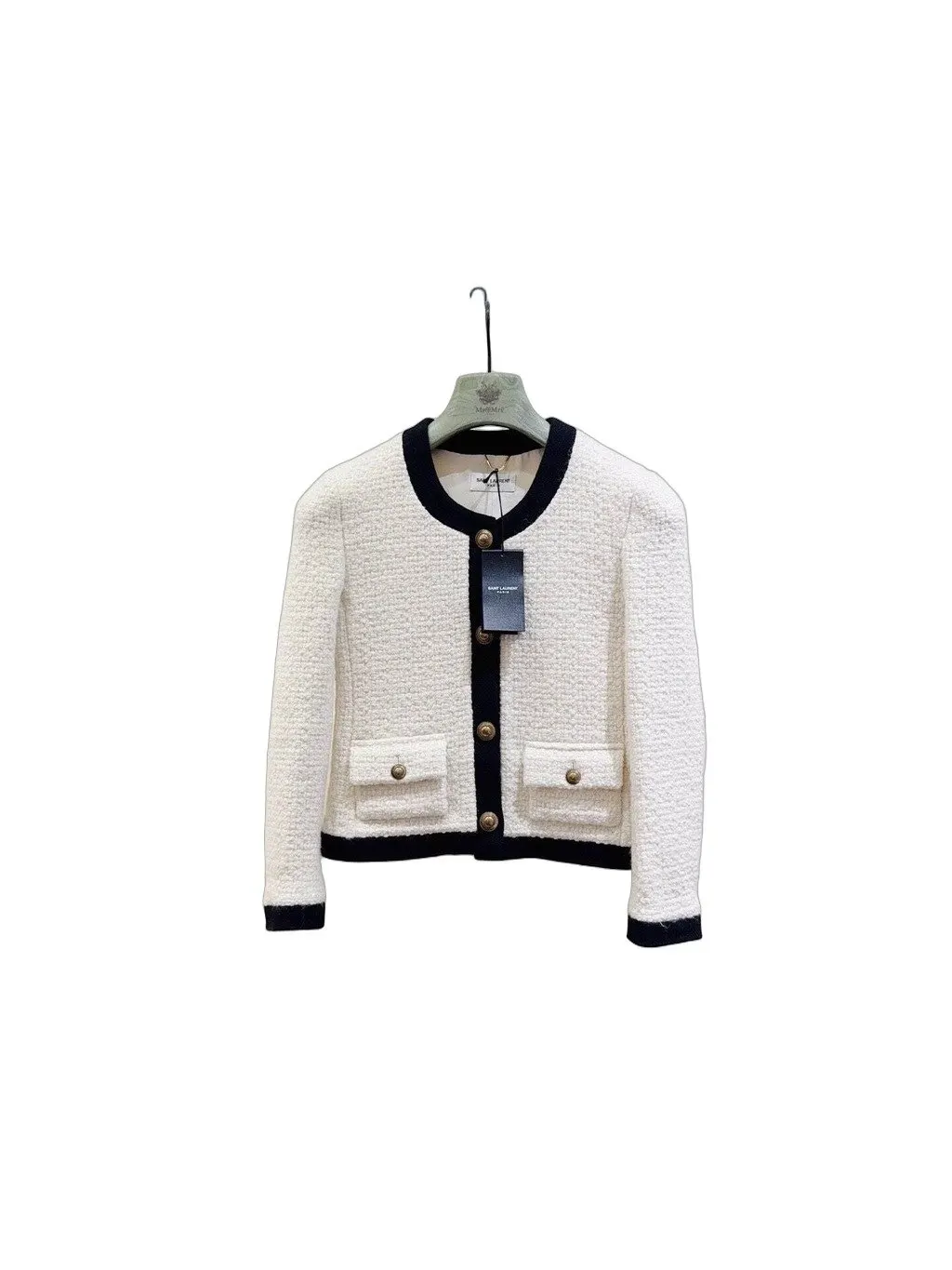 Saint Laurent White Tweed Jacket White Tweed Never worn - Front View