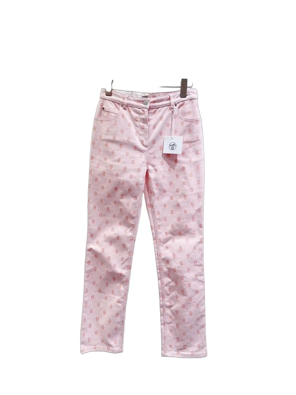 Hermès Pink Cotton Trousers Pink Cotton Never worn, with tag - Front View