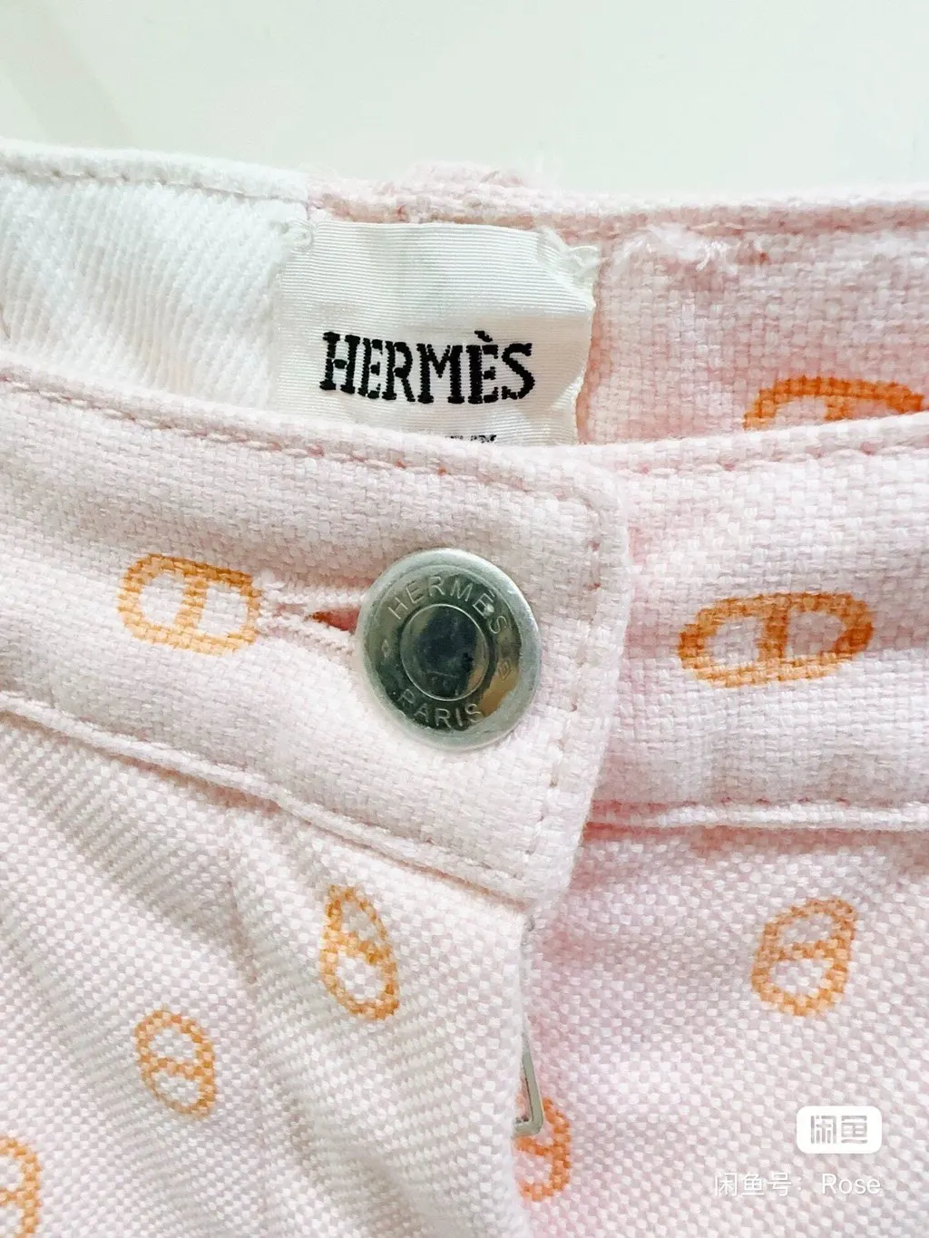 Hermès Pink Cotton Trousers Pink Cotton Never worn, with tag - Back View