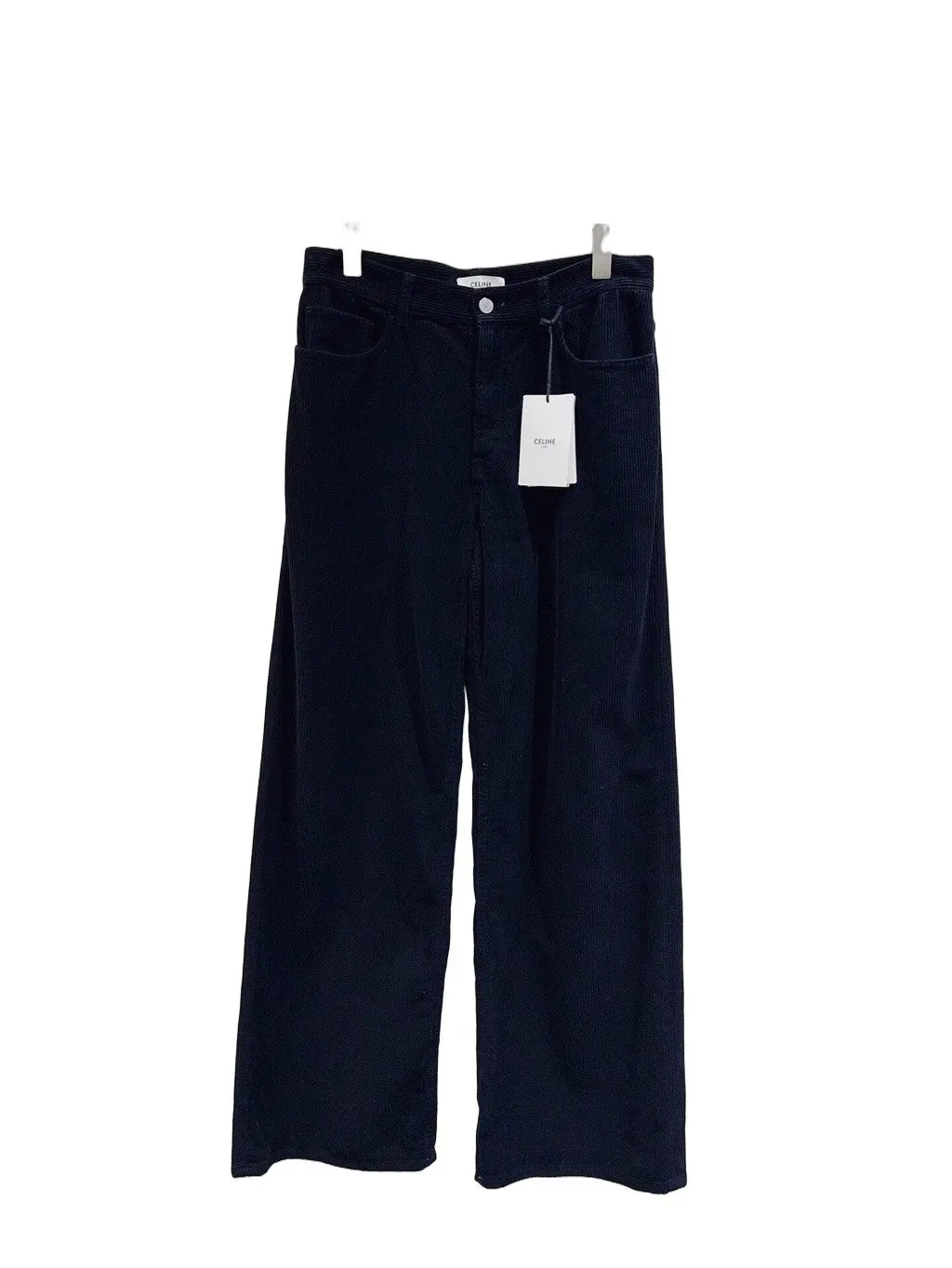 Celine Black Velvet Trousers Black Velvet Never worn, with tag - Front View