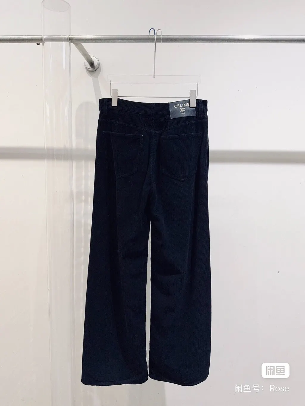 Celine Black Velvet Trousers Black Velvet Never worn, with tag - Inside View