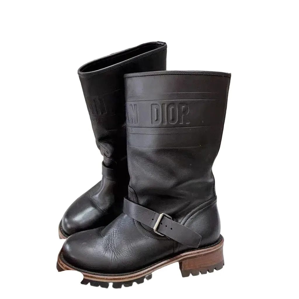 Dior Black Leather Boots Black Leather Very good - Front View