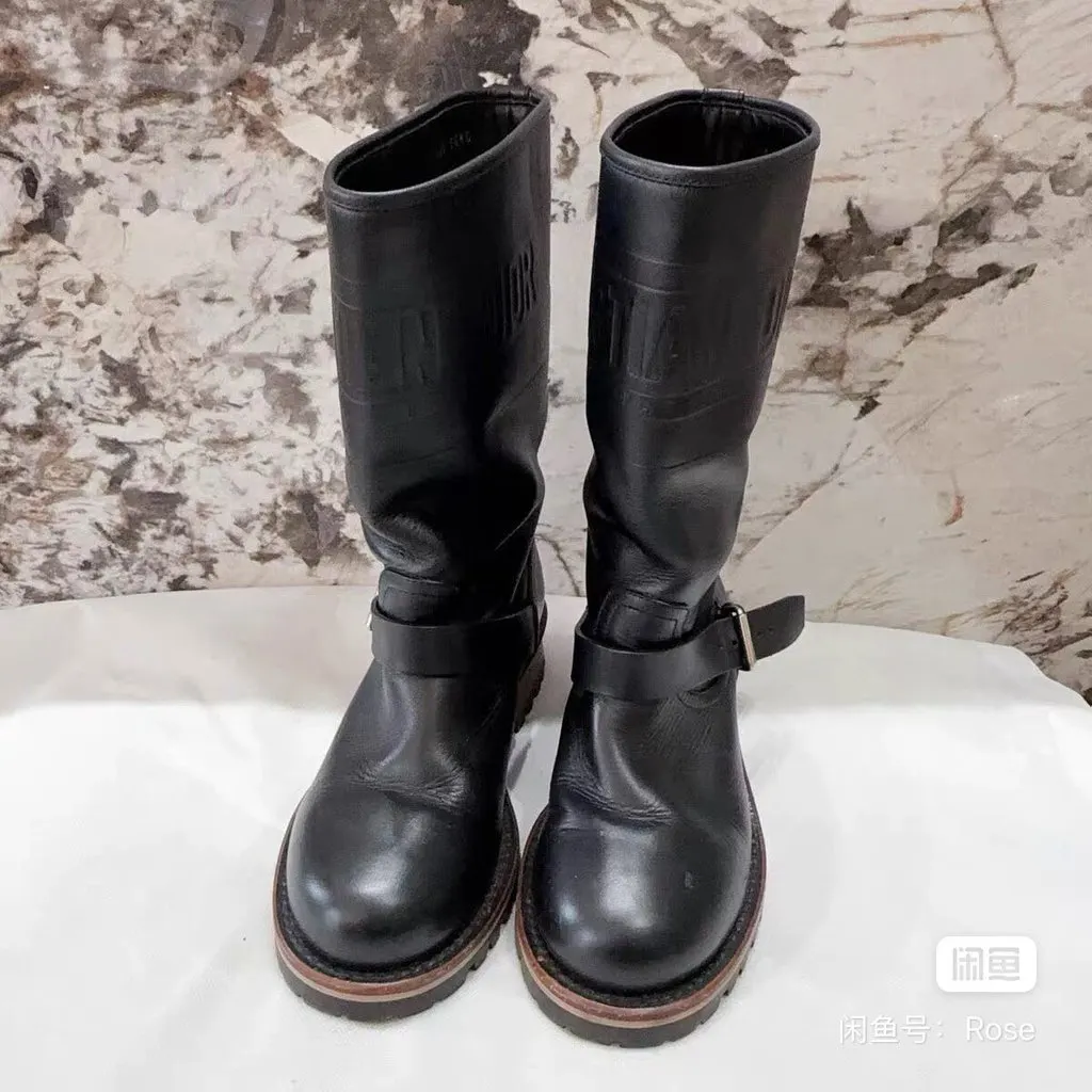 Dior Black Leather Boots Black Leather Very good - Back View
