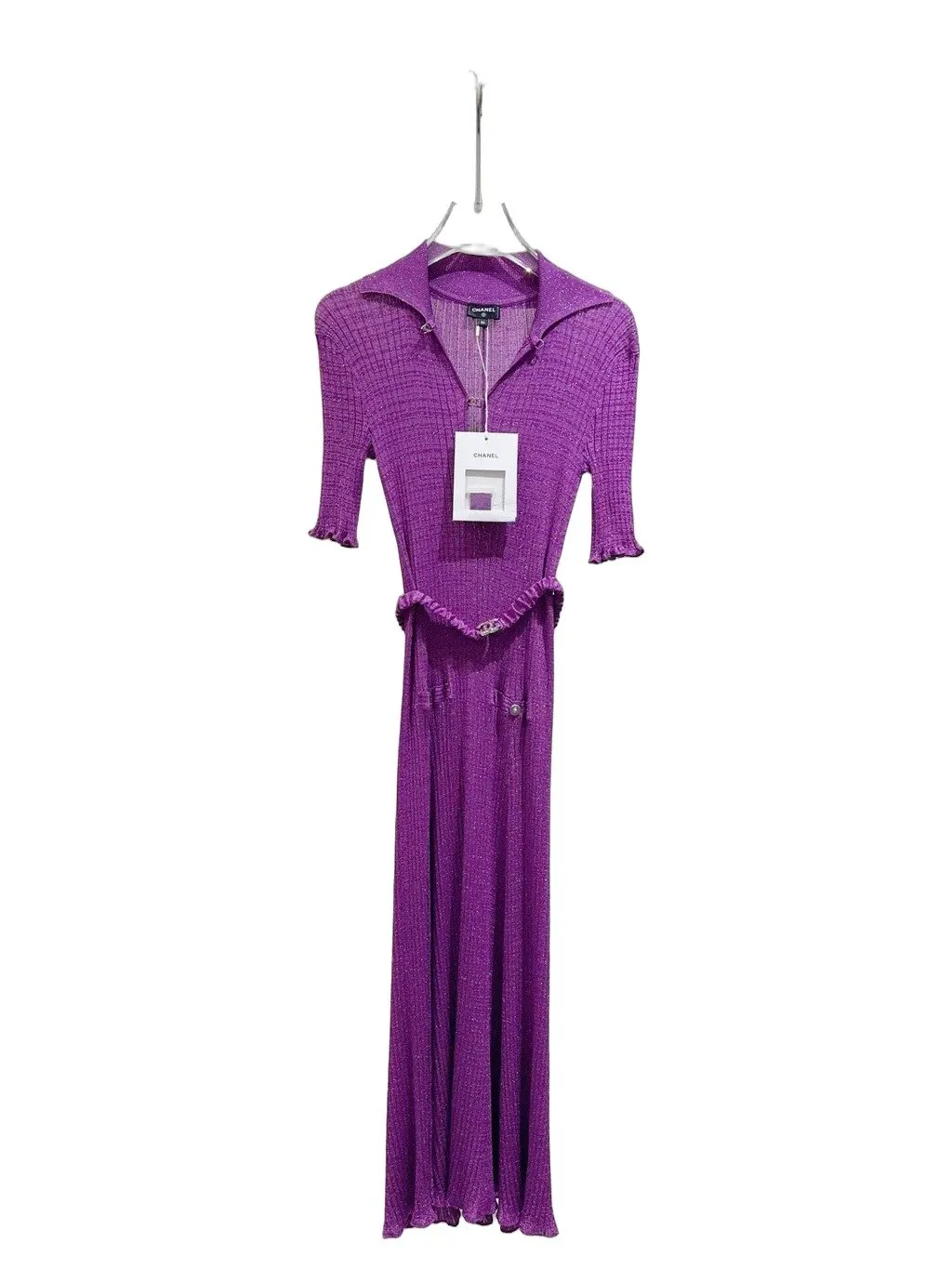 Chanel Purple Silk Dress Purple Silk Never worn - Front View