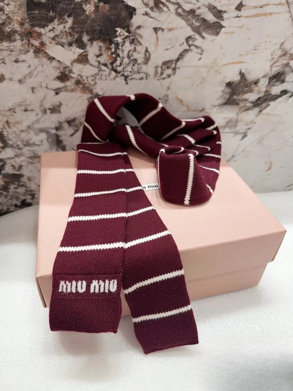 Miu Miu Burgundy Wool Scarf Burgundy Wool Never worn, with tag - Back View