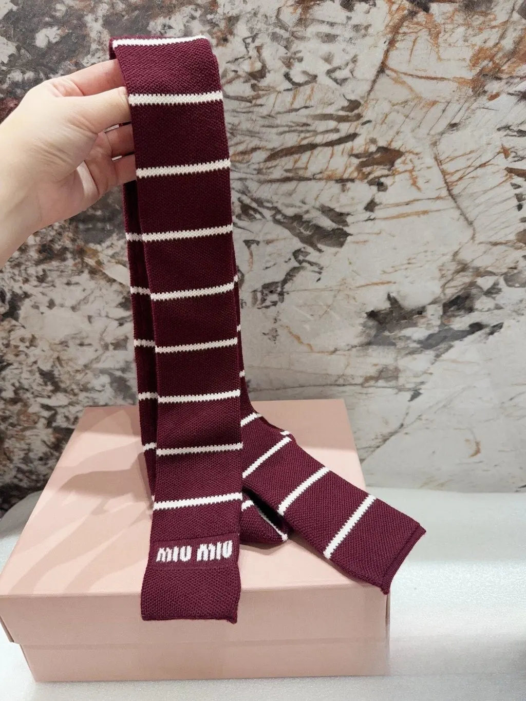 Miu Miu Burgundy Wool Scarf Burgundy Wool Never worn, with tag - Inside View