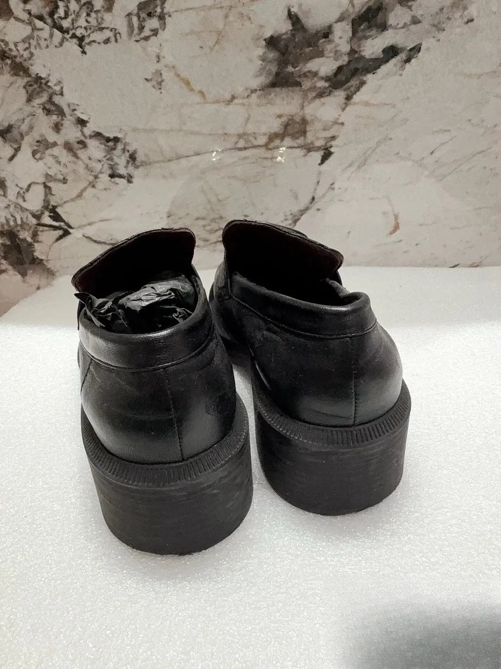 Chanel Black Leather Flat Shoes Black Leather Very good - Inside View