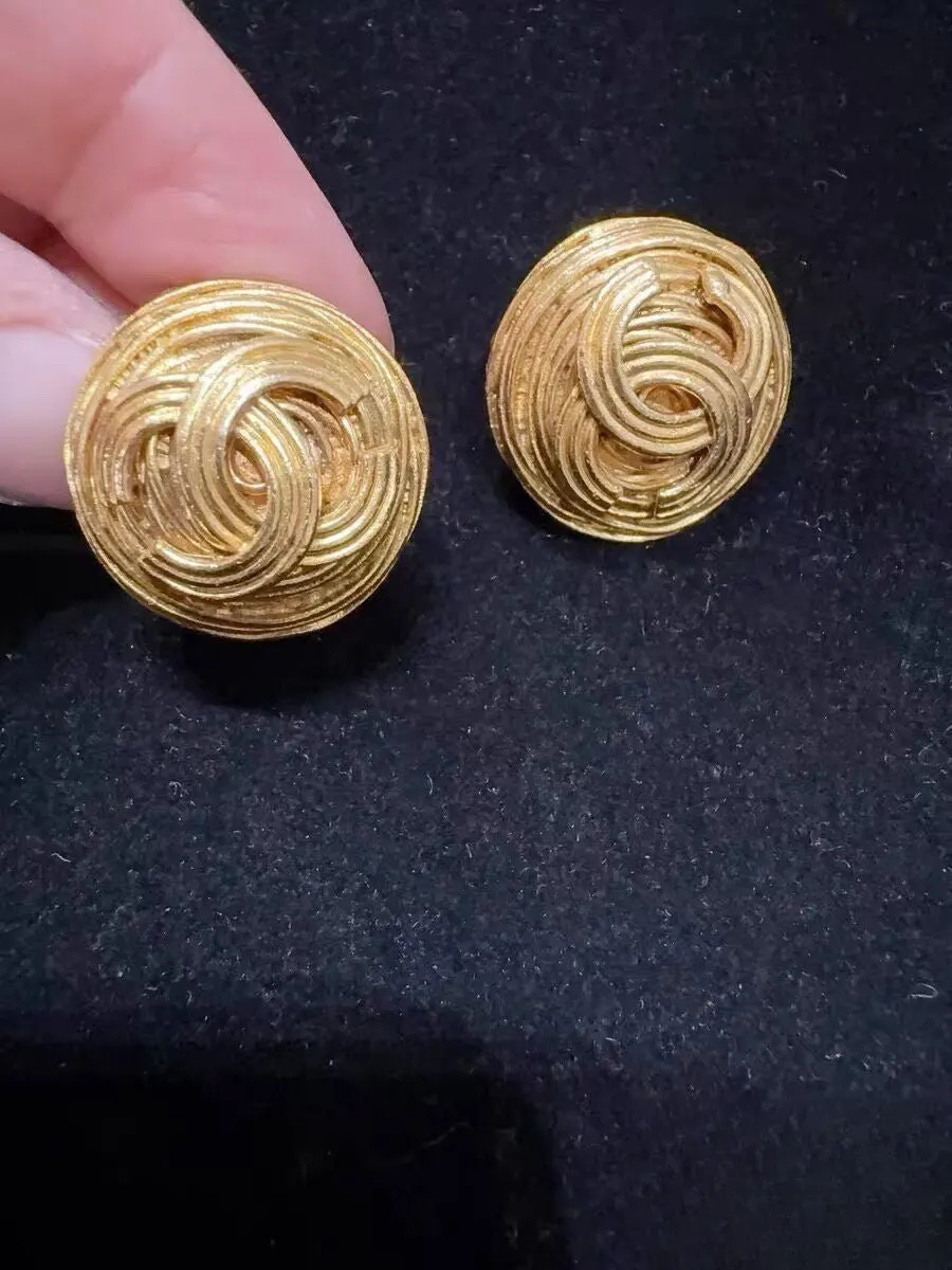Chanel Gold Plated Earrings Gold Good - Back View