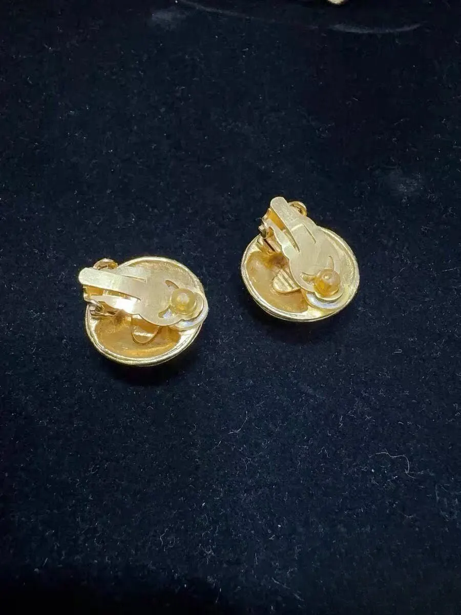 Chanel Gold Plated Earrings Gold Good - Model View