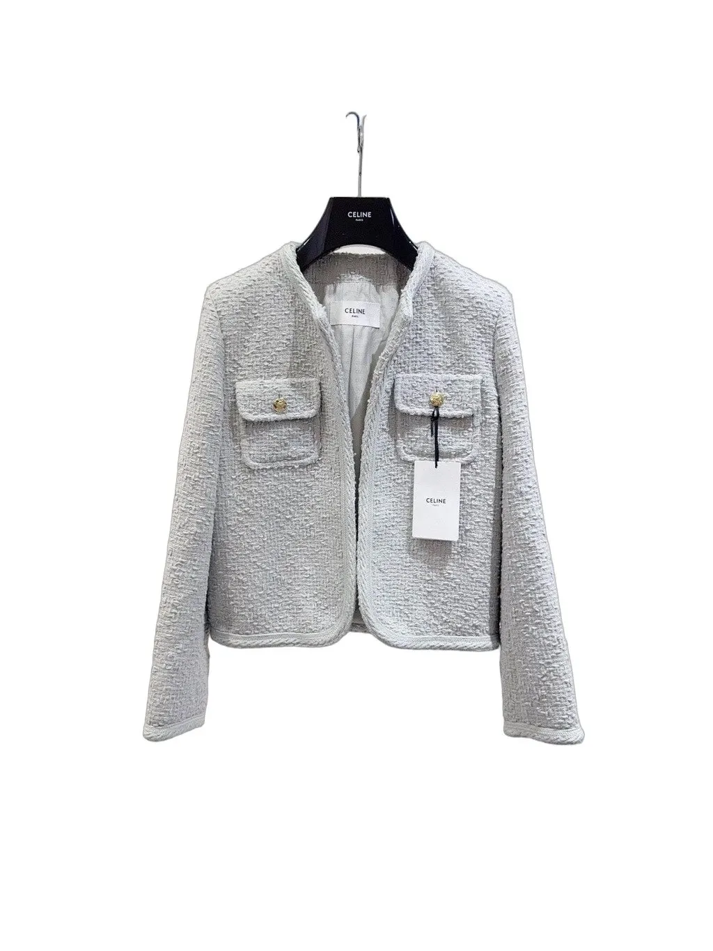Celine Green Tweed Jacket Green Tweed Very good - Front View