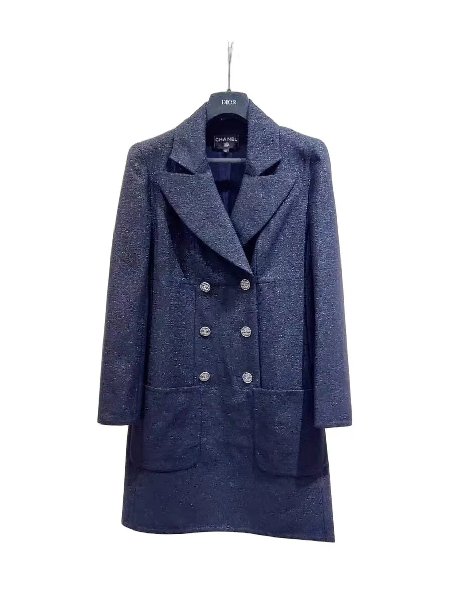 Chanel Navy Tweed Dress Navy Tweed Never worn - Front View