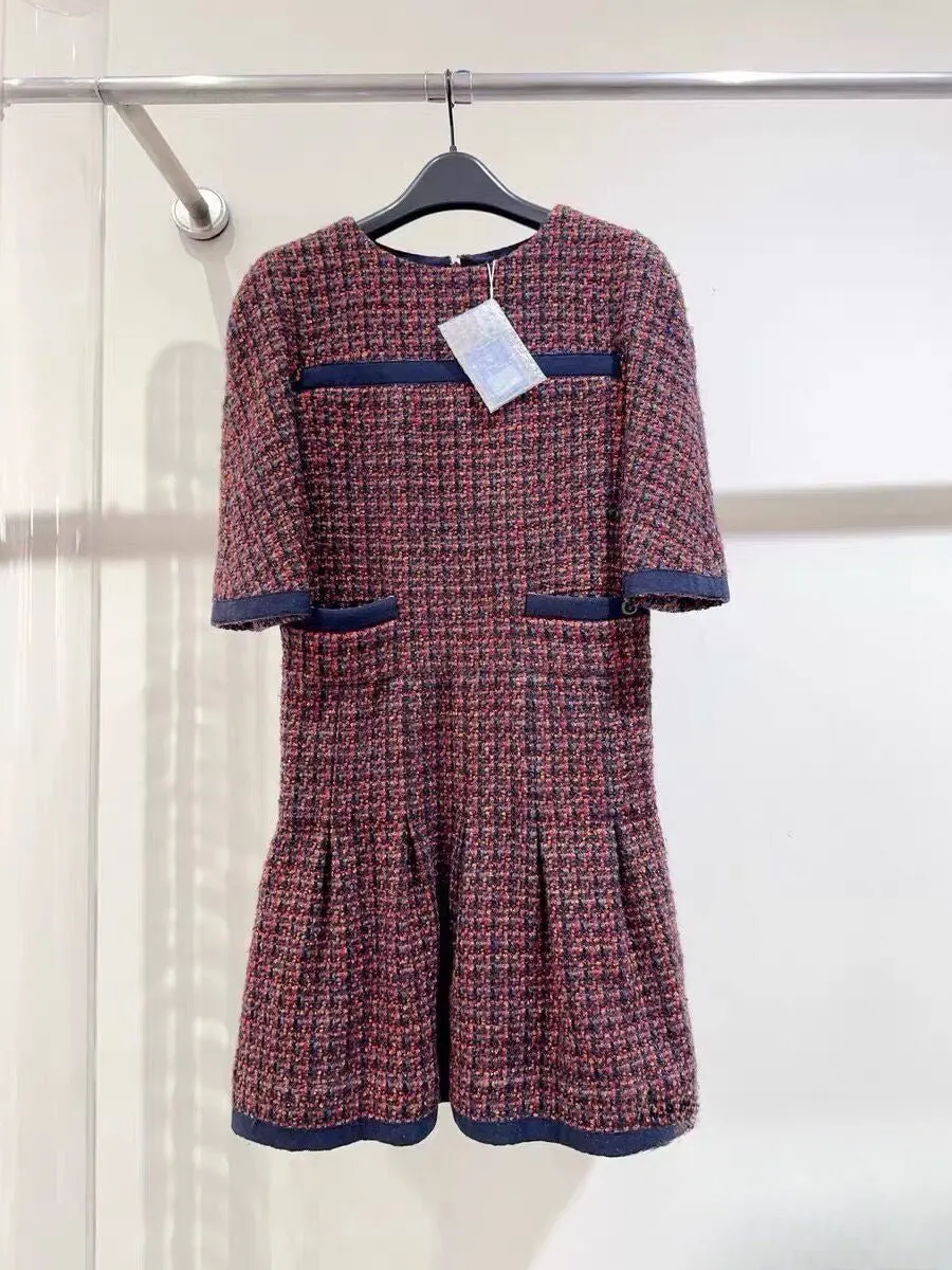 Chanel Tweed Dress MultiColor Tweed Very good - Back View