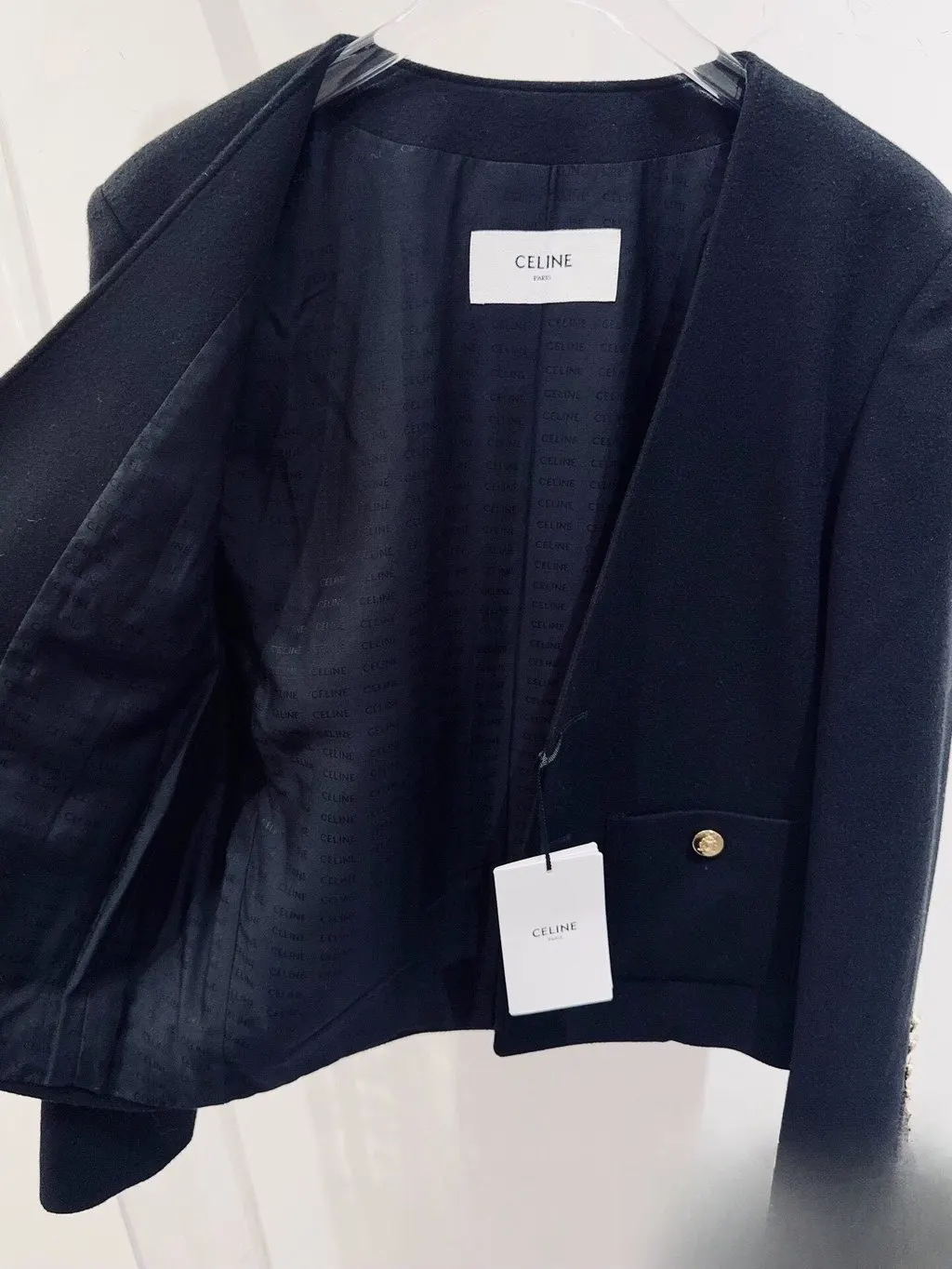 Celine Black Cashmere Jacket Black Cashmere Never worn, with tag - Box View