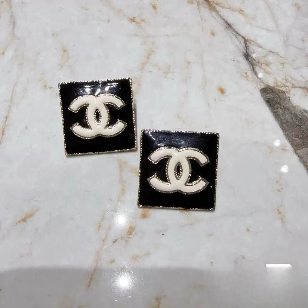 Chanel Black Metal Earrings Black Metal Very good - Back View