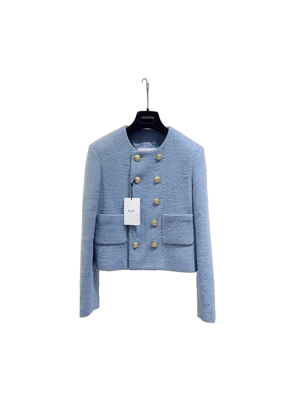 Celine Blue Tweed Jacket Blue Tweed Very good - Front View