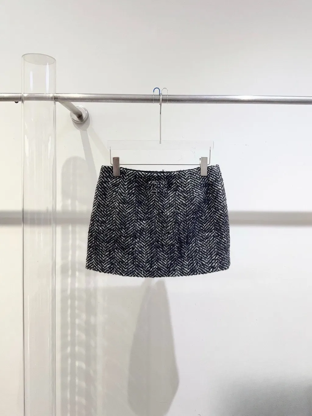 Miu Miu Navy Wool Skirt Navy Wool Never worn, with tag - Back View
