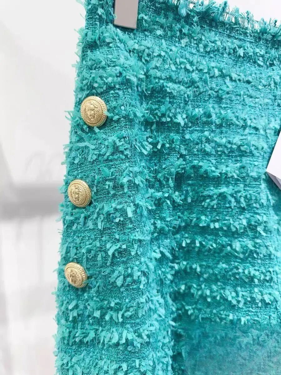 Balmain Turquoise Tweed Shorts Turquoise Tweed Very good - Back View