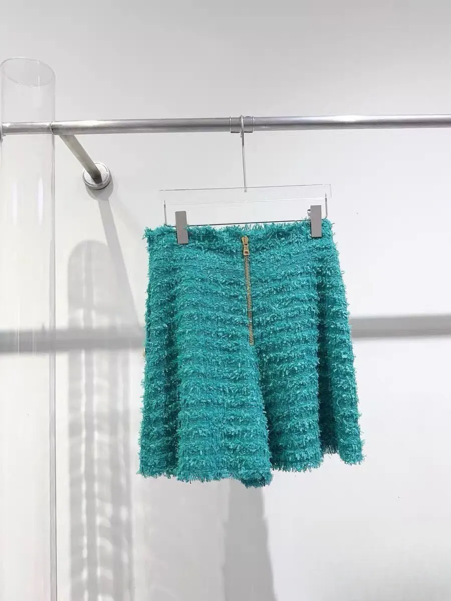 Balmain Turquoise Tweed Shorts Turquoise Tweed Very good - Inside View
