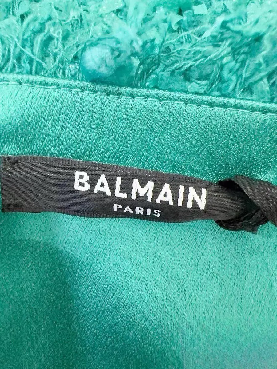 Balmain Turquoise Tweed Shorts Turquoise Tweed Very good - Model View