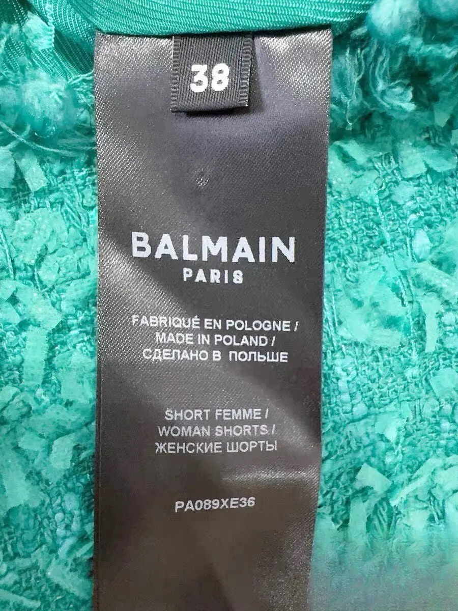 Balmain Turquoise Tweed Shorts Turquoise Tweed Very good - Box View